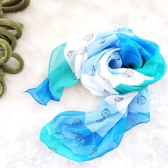 Kensie Coastal Ocean Seashell Sheer Scarf NWT - Picture 8 of 14
